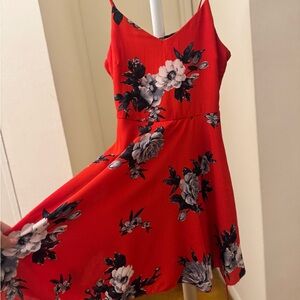 XS Floral Red Dress